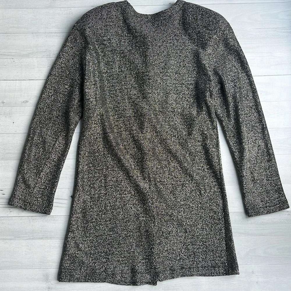 Vintage Palm Beach Beth Schaeffer Silver Metallic Cardigan Sweater M - Picture 6 of 7